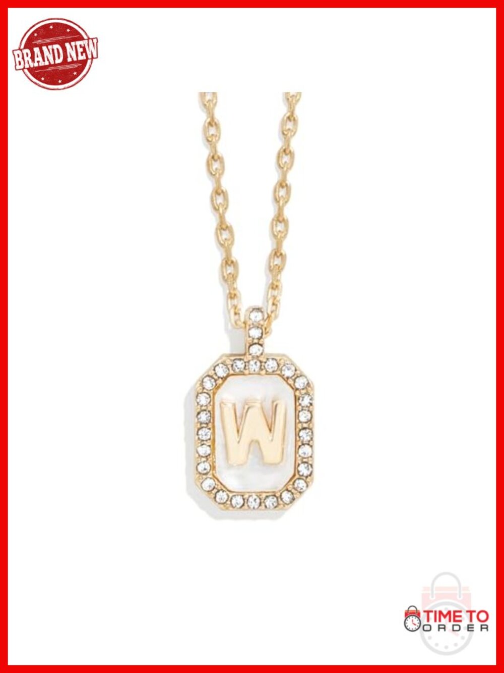 Gold-Plated Initial Letter Pendant Necklace, Dog Tag Style